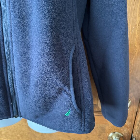 Nautica Navy Blue & Green w/Anchors Zip-Up Fleece Large - Picture 6 of 13
